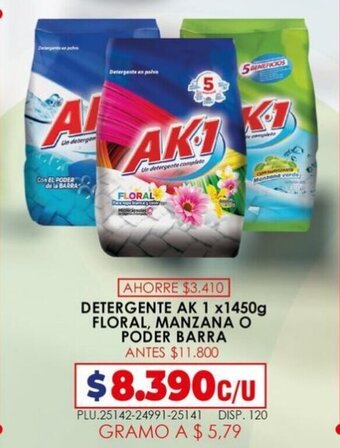 Surtifamiliar Detergente AK 1 x 1450g Floral, Manzana o Poder Barra oferta