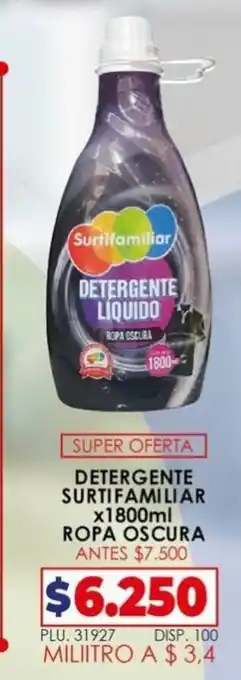 Surtifamiliar Detergente Surtifamiliar x1800 ml Ropa Oscura oferta