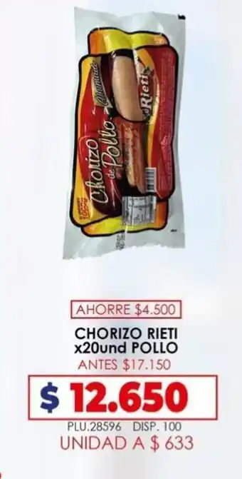 Surtifamiliar Chorizo Rieti x20und Pollo oferta