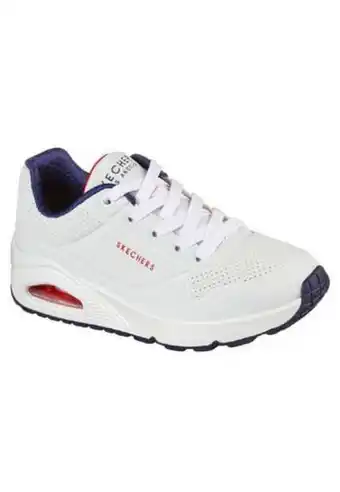 Tenis lifestyle skechers uno stand on air - blanco-rojo
