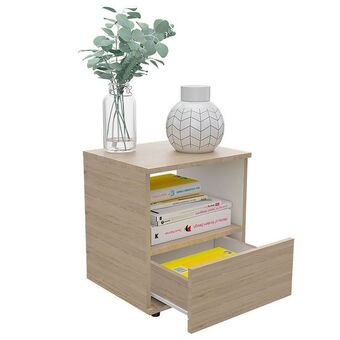 FUN Fábricas Unidas Mesa de noche camel rovere+blanco oferta