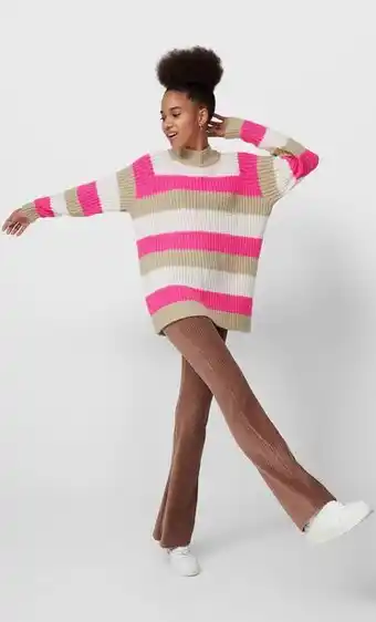 Stradivarius Jersey oversize rayas fluor oferta