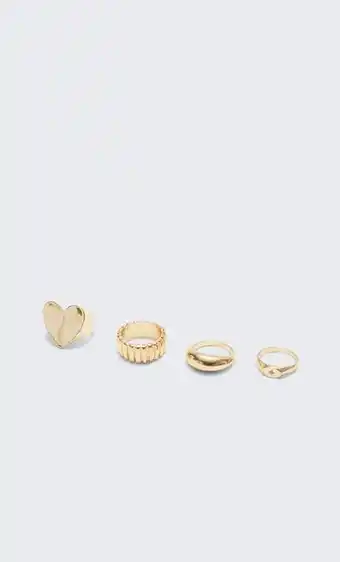 Stradivarius Set 4 anillos chunky corazón oferta