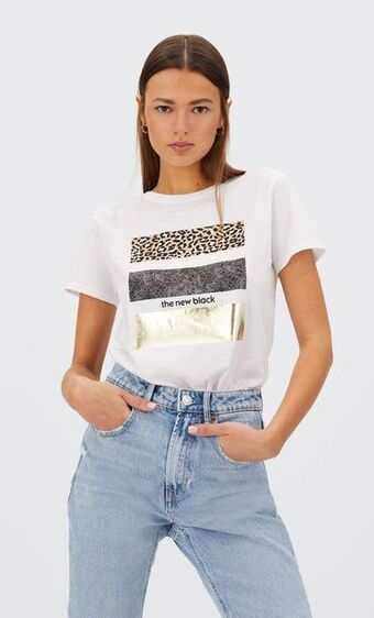 Stradivarius Camiseta print foil oferta