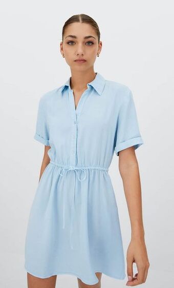 Stradivarius Vestido camisero manga corta oferta