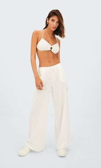 Stradivarius Pantalón lino básico oferta