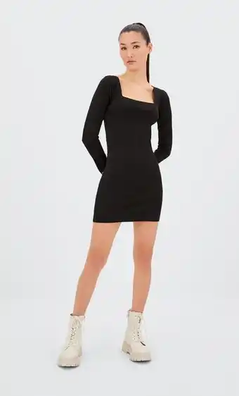 Stradivarius Vestido punto escote cuadrado oferta