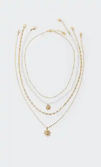 Stradivarius Set 4 collares sol y perlas oferta