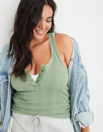 American Eagle Tank top aerie waffle tipo henley oferta
