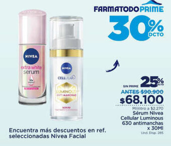 FarmaTodo Serum Nivea Cellular Luminous 630 Antimanchas x 30ml oferta