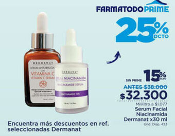 FarmaTodo Serum Facial Niacinamida Dermanat x 30 ml oferta