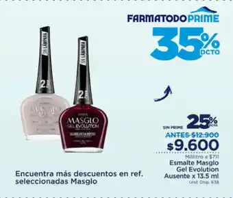 FarmaTodo Esmalte Masglo Gel Evolution Ausente x 13.5ml oferta