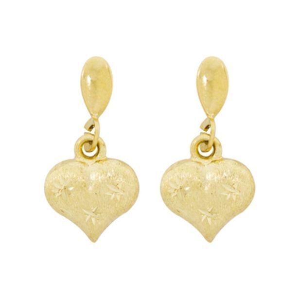 Kevin's Joyeros Aretes en oro amarillo de 18 kilates con visos satinado, corazon oferta