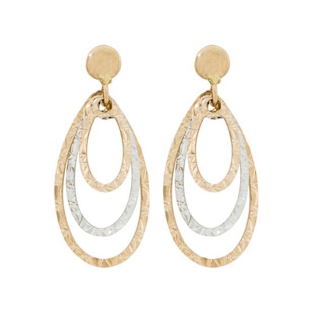 Kevin's Joyeros Aretes en 2 oros de 18 kilates con visos, lagrima oferta