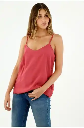 Tennis Camisa de mujer, silueta amplia, cuello en v de tiras, color rojo oferta