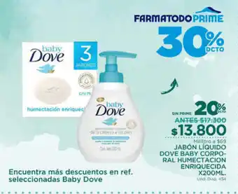 FarmaTodo Jabon Liquido Dove Baby Corporal Humectacion Enriquecida x200ml oferta