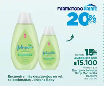 FarmaTodo Shampoo Johnson Baby Manzanilla x 400ml oferta