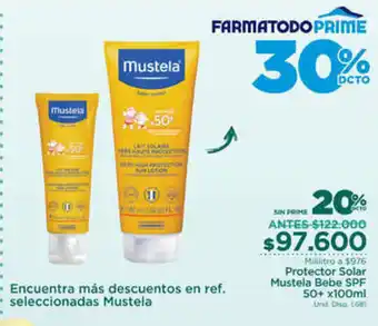 FarmaTodo Protector Solar Mustela Bebe SPF 50+ x 100ml oferta