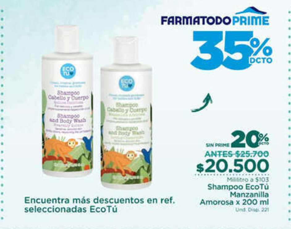 FarmaTodo Shampoo EcoTu Manzanilla Amorosa x 200 ml oferta