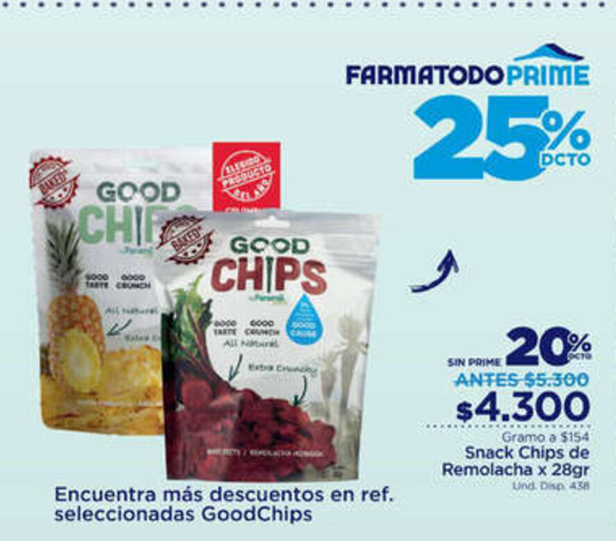 FarmaTodo Snack Chips de Remolacha x 28 gr oferta