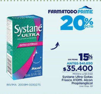 FarmaTodo Systane Ultra Gotas Frasco x 10ml Alcon Propilenglicol oferta