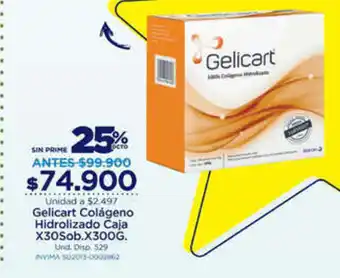 FarmaTodo Gelicart Colageno Hidrolizado Caja x 30 Sob x 300G oferta
