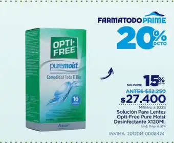 FarmaTodo Solucion Para Lentes Opti-Free Pure Moist Desinfectante x120ml oferta