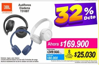 Alkomprar JBL Audifonos Diadema T510BT oferta