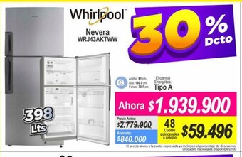 Alkomprar Whirlpool - Nevera WRJ43AKTWW oferta