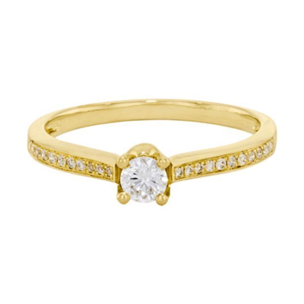 Kevin's Joyeros Anillo compromiso en oro amarillo de 18 kilates, con diamante central de 0.18 ct y decoración en diamantes de 0.07 ct oferta
