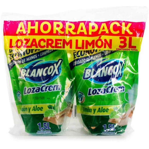 Mercaldas Oferta lavaplatos líquido blancox lozacrem aloe 2 unds x1500 ml c/u oferta