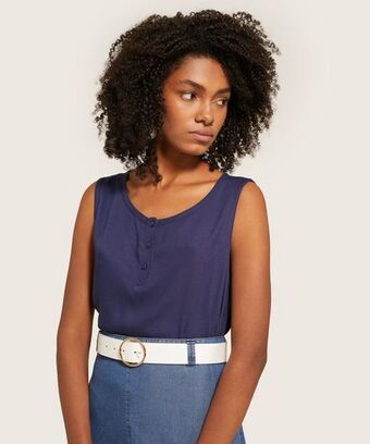 Pat Primo Blusa sin manga unicolor con pechera oferta