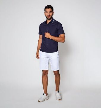 Studio F Camisa manga corta slim fit cuello tejid oferta