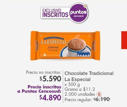 Metro Chocolate tradicional la especial x 500g oferta