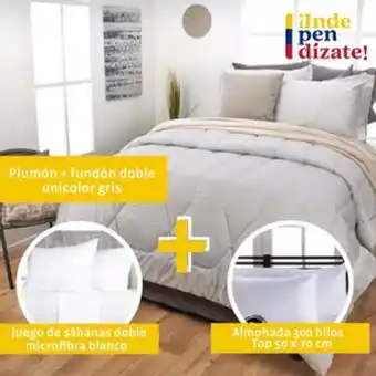 Brissa Combo plumón más juego de sábanas doble más almohada top 300 hilos 50 x 70 oferta