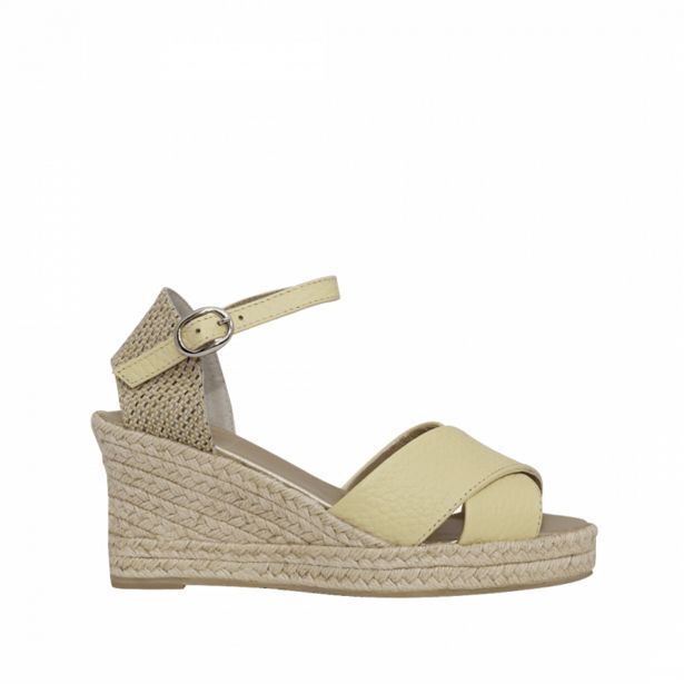 Bon-Bonite Espadrila con cuña color amarillo puro en cuero granito oferta