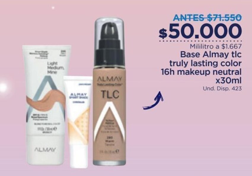 FarmaTodo Base Almay TLC Truly Lasting Color 16h Makeup Neutral x 30ml oferta