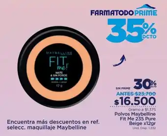 FarmaTodo Polvos Maybelline Fit Me 235 Pure Beige x 12g oferta