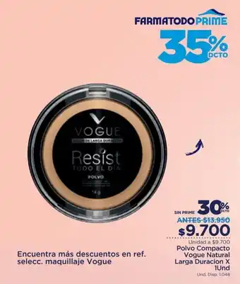 Polvo Compacto Vogue Natural Larga Duracion x 1 und