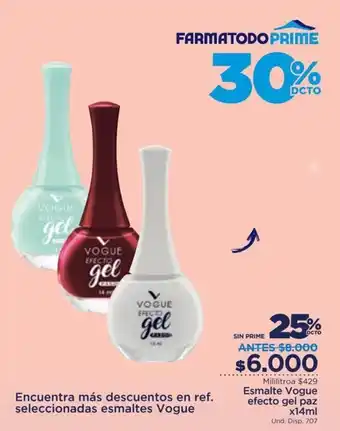 FarmaTodo Esmalte Vogue Efecto Gel Paz x 14ml oferta