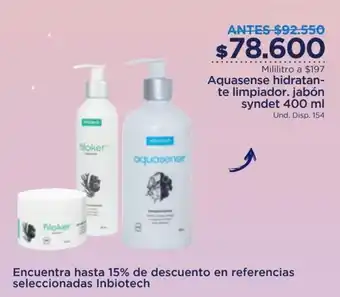 FarmaTodo Aquasense Hidratante Limpiador, Jabón Syndet x 400ml oferta