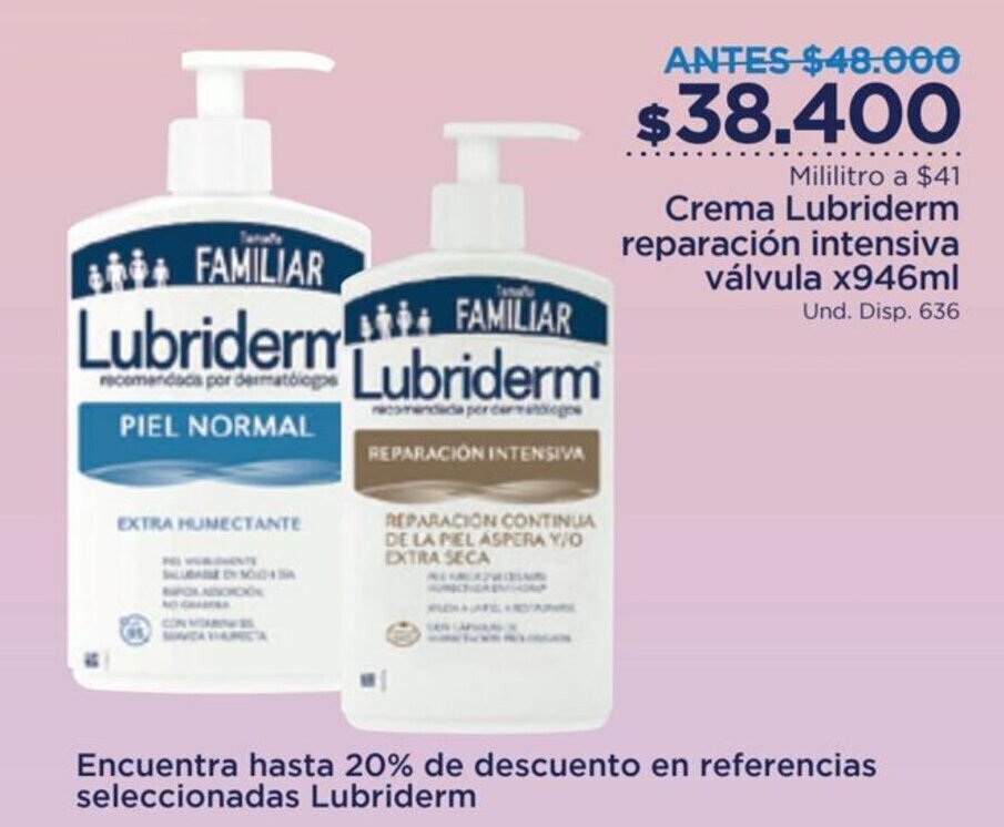 FarmaTodo Crema Lubriderm Reparación Intensiva Válvula x 946ml oferta