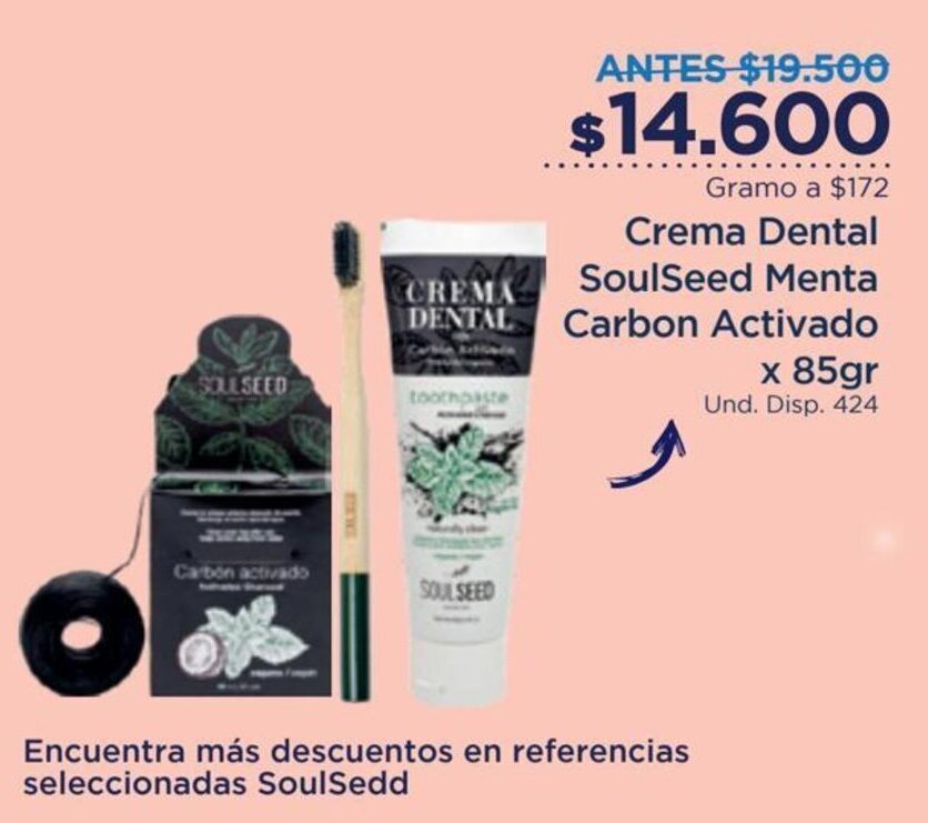 FarmaTodo Crema Dental Soulseed Menta Carbon Activado x 85g oferta