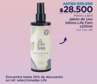 FarmaTodo Jabón de Uso Intimo Life Fem x 250ml oferta