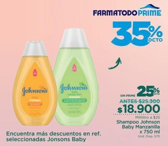 FarmaTodo Shampoo Johnson's Baby Manzanilla x 750ml oferta