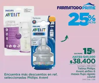 FarmaTodo Tetina Philips Avent Airflex 6 Meses Flujo Rápido x 2 und oferta