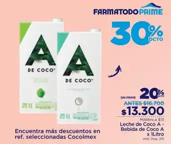 FarmaTodo Leche / Bebida de Coco A x 1 litro oferta