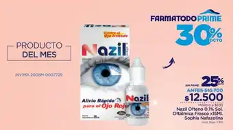 FarmaTodo Nazil Ofteno 0.1% Sol. Oftálmica Frasco x 15ml Sophia Nafazolina oferta