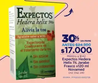 FarmaTodo Expectos Hedera Helix 1% Jarabe Frasco x 120ml Novamed oferta