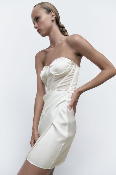 Zara Vestido corsetero satinado oferta